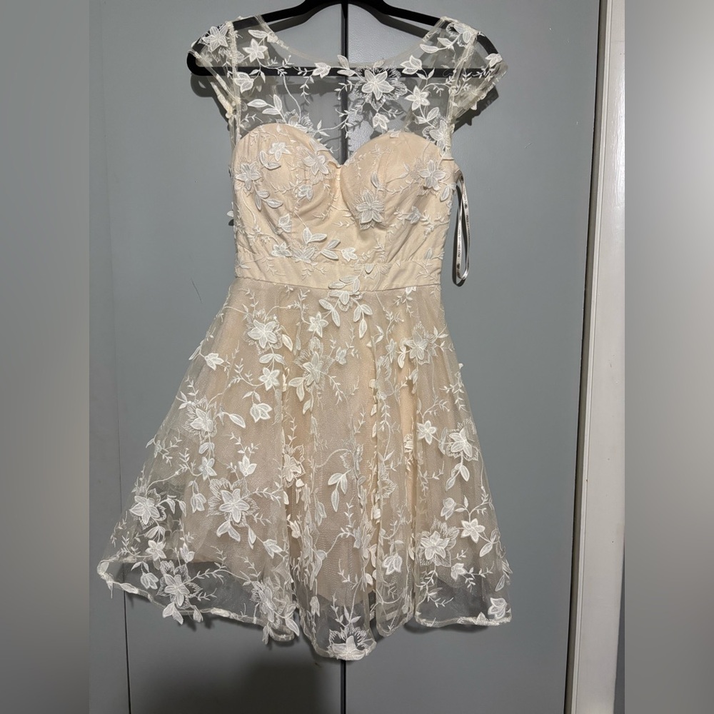 Chi Chi London Cream Floral Mini Dress